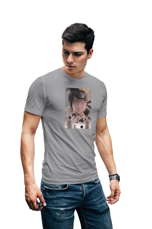 Grey - Small Eternal Rivals Naruto T shirt For Men TeesTheDay