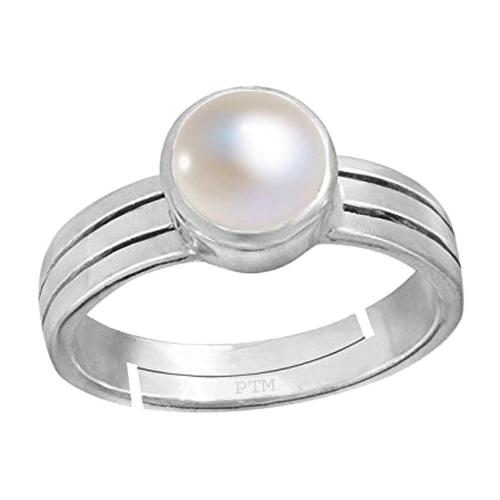 Ptm Pearl 3 Carat Natural Gemstone 925 Sterling Silver Adjustable Ring