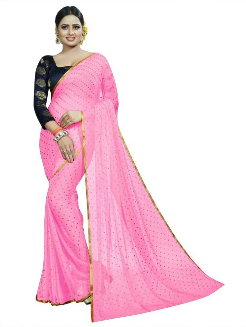 NISHA CREATION Women Black Chiffon Single Saree