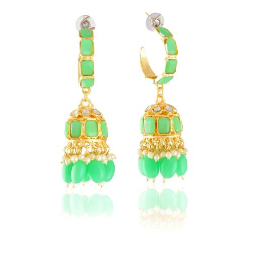 Onyra Green Metal Stylish Contemporary Bali With Jhumka Earring For Women And Girls