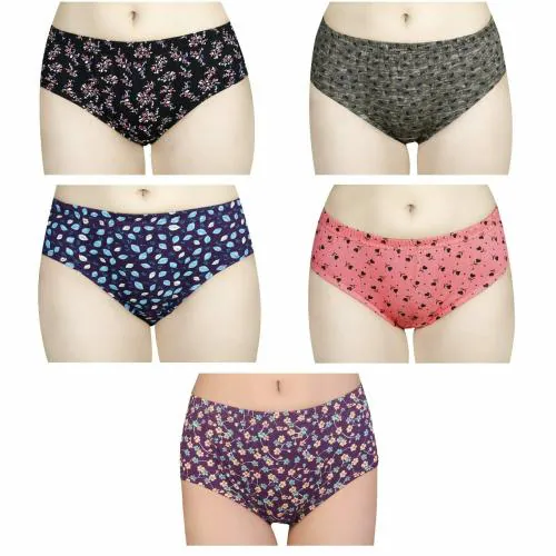 mybody Women's Printed Cotton Panties IE 5 Pcs Combo (Multicolor) (XXL)