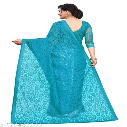 Sareeya16 Present net saree-21-Size-Free Size-Green