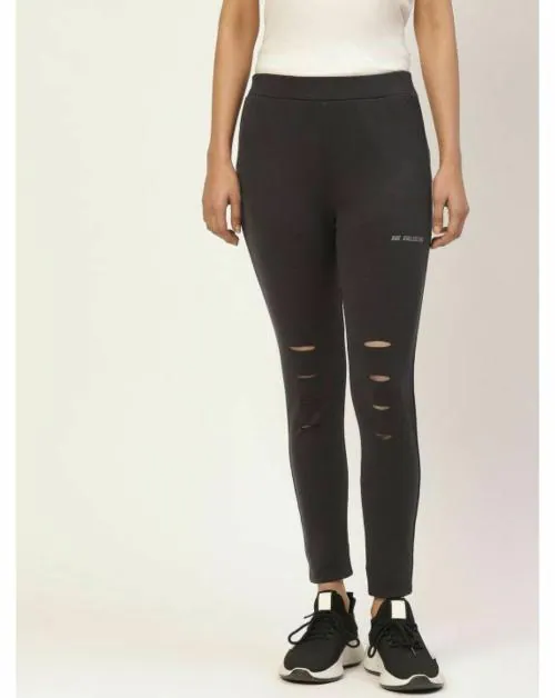 Rue Collection Women's Dark Grey Slash Knee Jeggings for Women