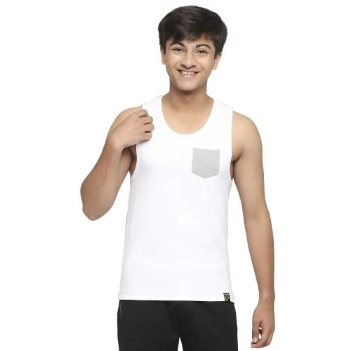 Frenchie U19 100% Cotton Vest | Light Grey Sleeveless Innerwear For Teenagers | Undershirt, Inner Vest, Tank Top For Boys
