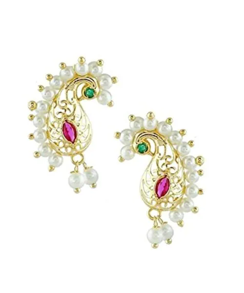 VAMA FASHIONS Gold Plated Peacock Earrings Gold (Girls and women)