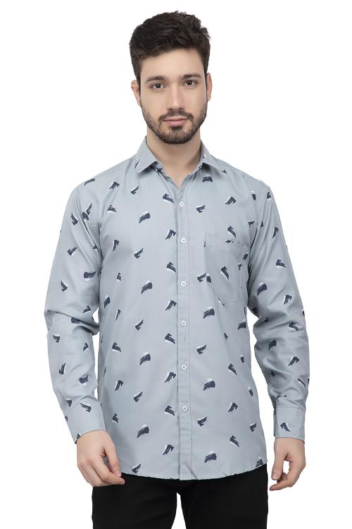 YHA Mens Grey Printed Shirt