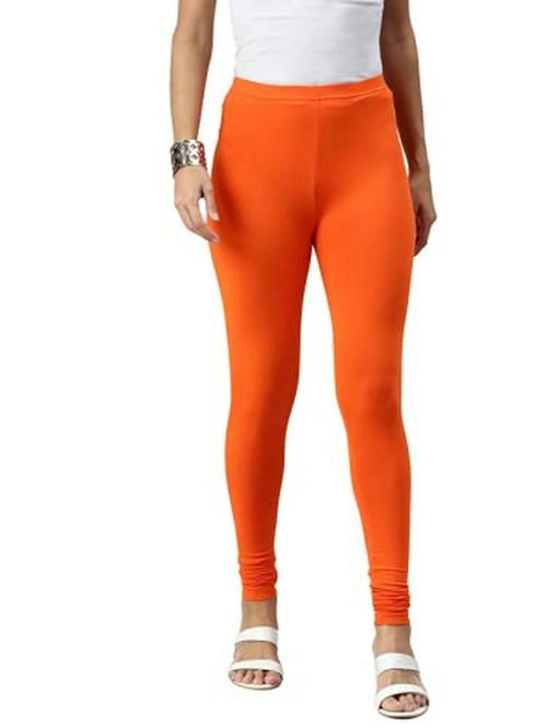 Buy De Moza Women Orange Solid Cotton Skinny Leggings XXXL Online at