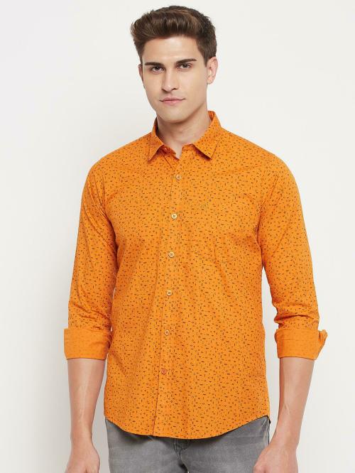 Duke Men Orange 100% Cotton Single Casual Shirts