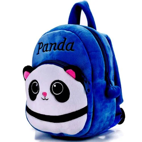 Heaven Decor Blue Panda Velvet Soft Plus kids School Bag