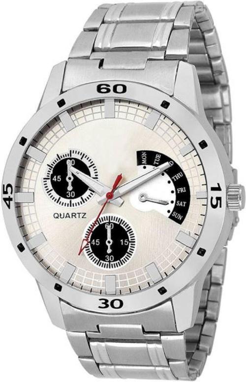 KU Analog Silver Dial Silver Strap Watch For Men