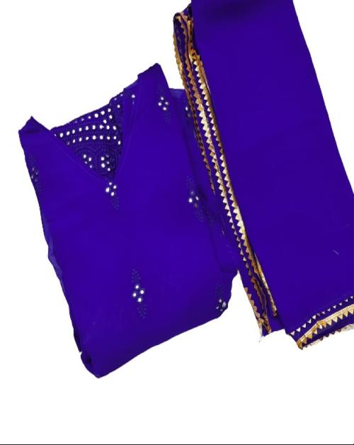 GRISHMITH Women's Fox Georgette Beautiful Gown Embroidery Sequence Anarkali (Blue) - Size: Medium