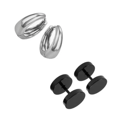 silver shine Multi Hoop Kaju Bali Earring For Mens and women Pack of 2