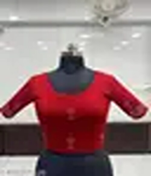 FOOTPAID Stretchable Elbow Sleeve Readymade Blouse for Women-44-Size-36-Colour-Red