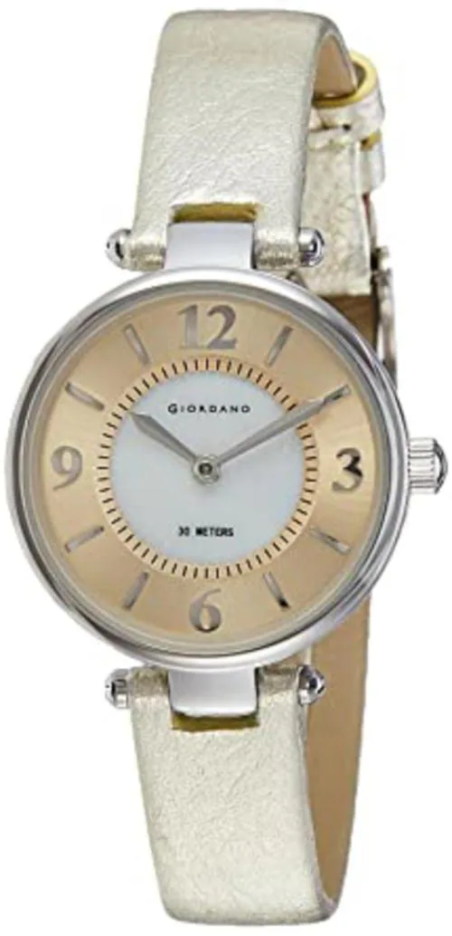 Giordano Analog Silver Dial Gold Strap Watch For Women