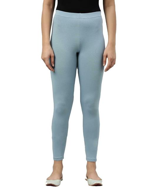 Go Colors Women Light Blue Solid Stretch Leggings