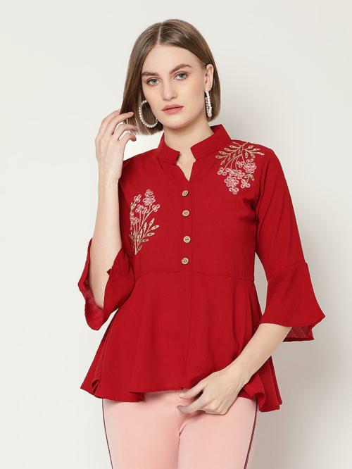 V2KART.COM V2KART.COM Women Full Sleeves Plain Top (Maroon)