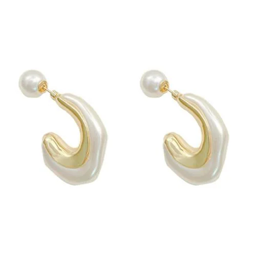 Kairangi by Yellow Chimes Gold Metal Half Moon Shape Bali Clip On Hoop Earrings for Women and Girls - 8 cm