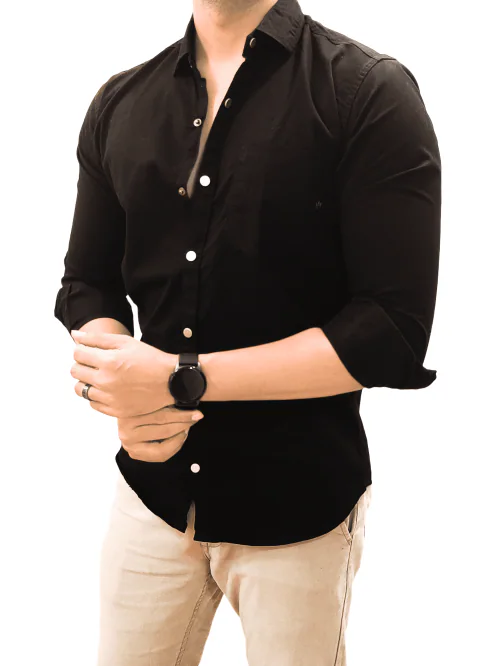 Black - XL Metal Crown On Pocket Snap Button Shirt For Men TeesTheDay