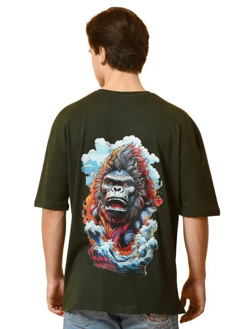 FITINC Men's Loose Fit Oversize Gorilla Print T-Shirt