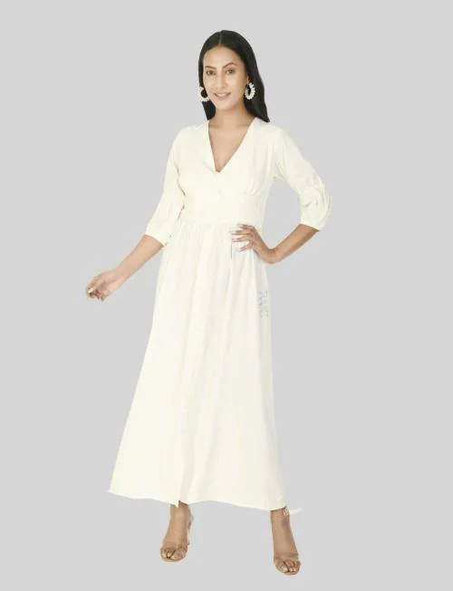 RANJ Women Green Solid Crepe Dress (XS)