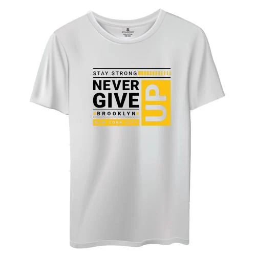 Spandexer Mens White Never Give Up T Shirt