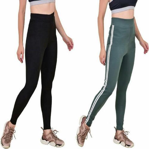 Striped Women Black Tights