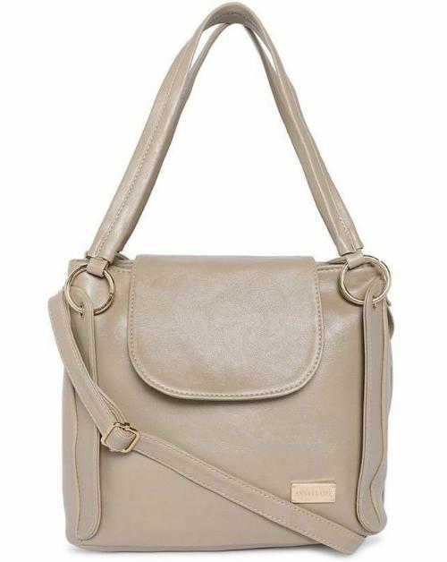 Anna Claire Beige Genuine Leather Shoulder Bag - Regular Size