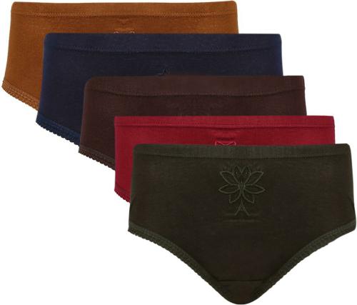 Vaishma Women Multicolor Solid Cotton Blend Pack of 5 Panties