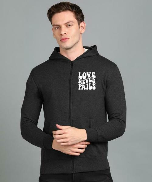 FALTU.CO FALTU.CO Love Never Fails Back Printed Rich Cotton Winter Wear Hooded Sweatshirt for Men's & Boys- Cotton, Casual, Lightweight, Fashionable, Trendy, Solid Men's Winter Hoodie