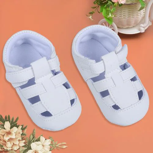 Baby Moo Velcro Hook-Loop Infant Premium Anti-Slip Sandal Booties - White