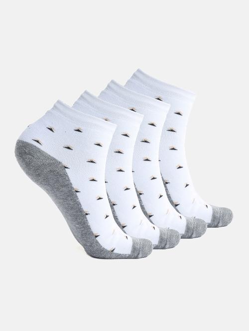 COLOR FEVRR Men White Above Ankle Length Cotton Socks (Pack Of 4)