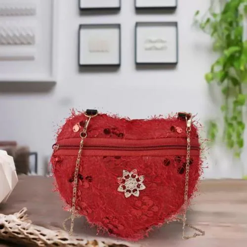 Women Red Party Wear Sling Bag. Crossbody Sling Bag For Women And Girls