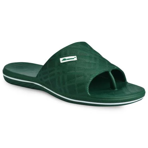 Paragon Ultra-Stylish Ultra-Comfortable Green Casual Slides for Men