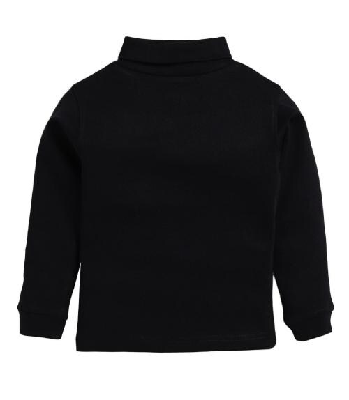 Baba & Baby Kids High Turtle Neck Cotton T-Shirt Black-9-10Y
