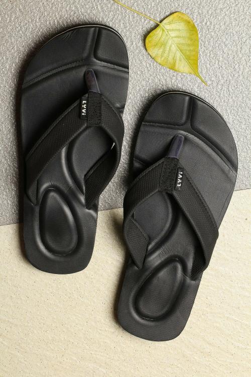 LYVI Comodo Black Color Casual for Men's Flip Flops (Black)