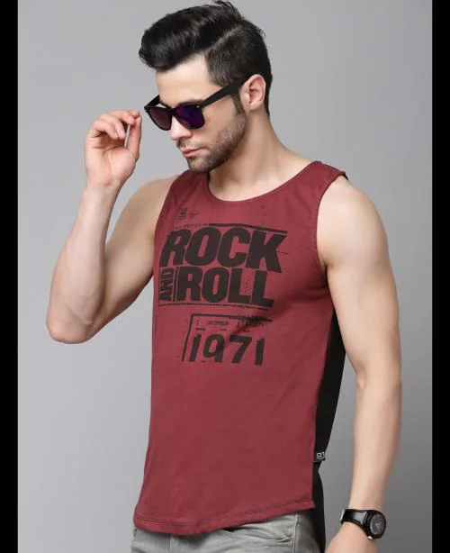 Rigo Men Maroon Vest T-shirt