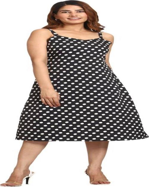 SHIRAK Women Black Polka Crepe A-line Dress - XS