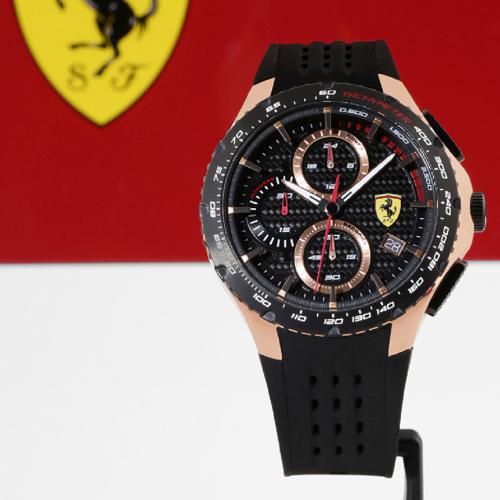 SCUDERIA FERRARI PISTA Chronograph Black Round Dial Men's Watch- 0830728