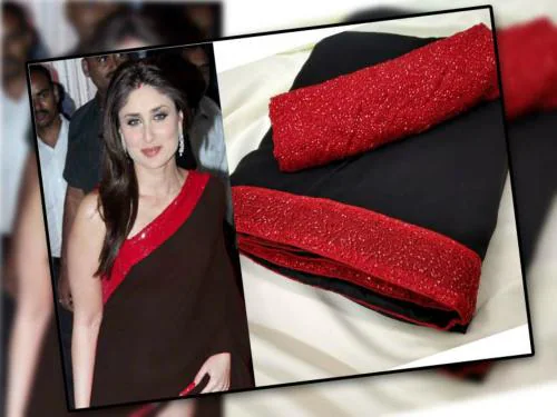 Sareez House Women Black Embroidered Georgette Daily Wear Saree (Kareena-Nx-Black)