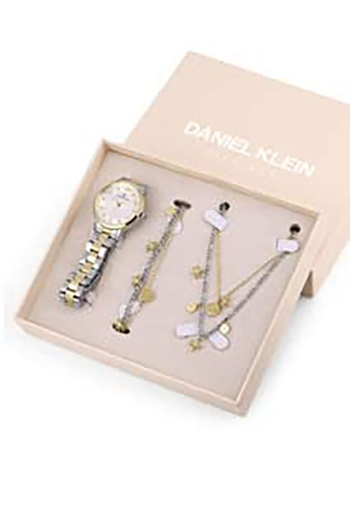 Daniel Klein Analog Silver Dial Silver, Gold Strap Watch for Women (DK.1.13285-2)