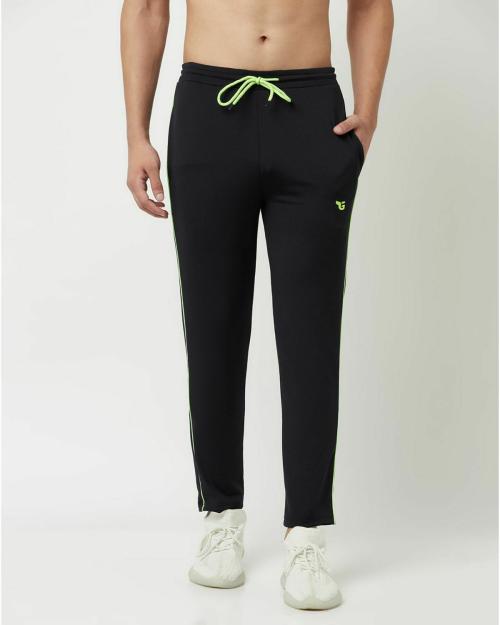 GLITO Solid Navy Blue Stretchable With 2 Pocket Sports Track Pants For Men's