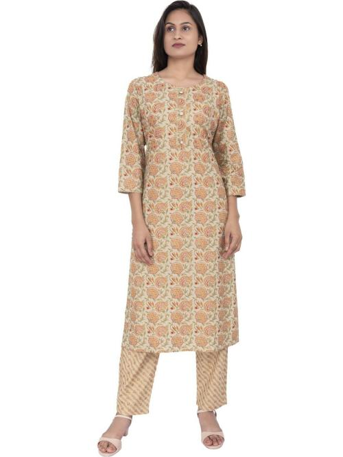 Shreehit Women White Printed Pure Cotton Kurta and Palazzo Set (L)