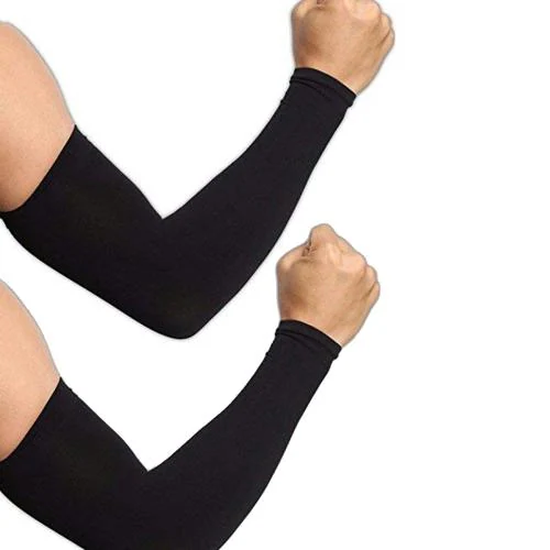 IGNOTO (Pack of 2) Full Black Hand Arm Sleeves dust and pollution Protections Driving Gloves For Men and Women (Free Size))