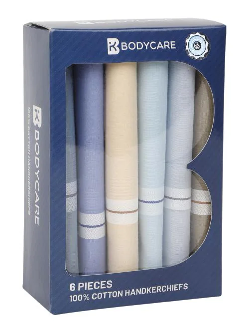 BODYCARE Men Multicolor Solid Cotton Pack of 6 Handkerchief