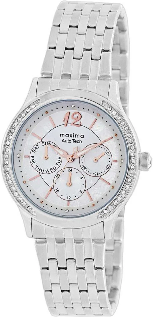 Maxima Analog Silver Dial Silver Strap Watch For Women (41652CMLI)
