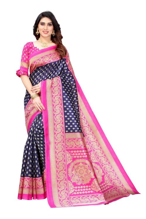 RITARC Women Sampurna Pink J Art Silk Banarasi Style Saree With Blouse Piece