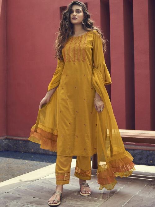 JV IMPEX Women's Exclusive Design Viscose Partywear Kurta set with Pant and Dupatta Set- XL (3Pieces Kurta set-Top, Bottom, Dupatta)