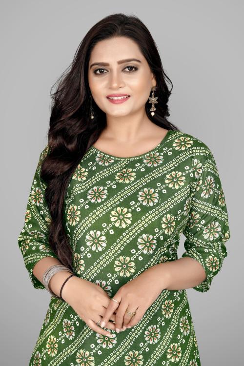 Chahat Fab Women Green Printed Cotton Blend Single Kurtas | kurta | kurta women | kurta for women | kurtas