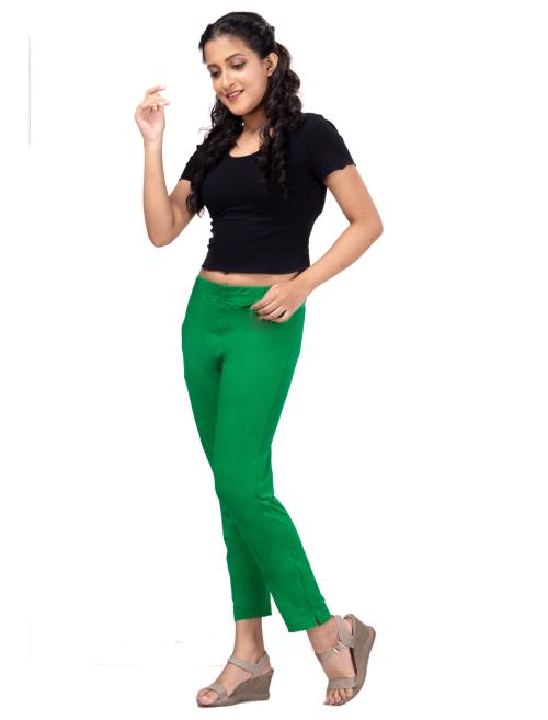 Buy Imago Green Women Cotton Lycra Pencil Pant Kurti Pant /cigarette