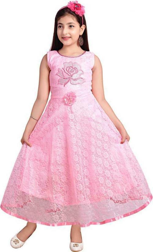 Roshni Garments Pink Net Gown Dress (9 - 10 Years)